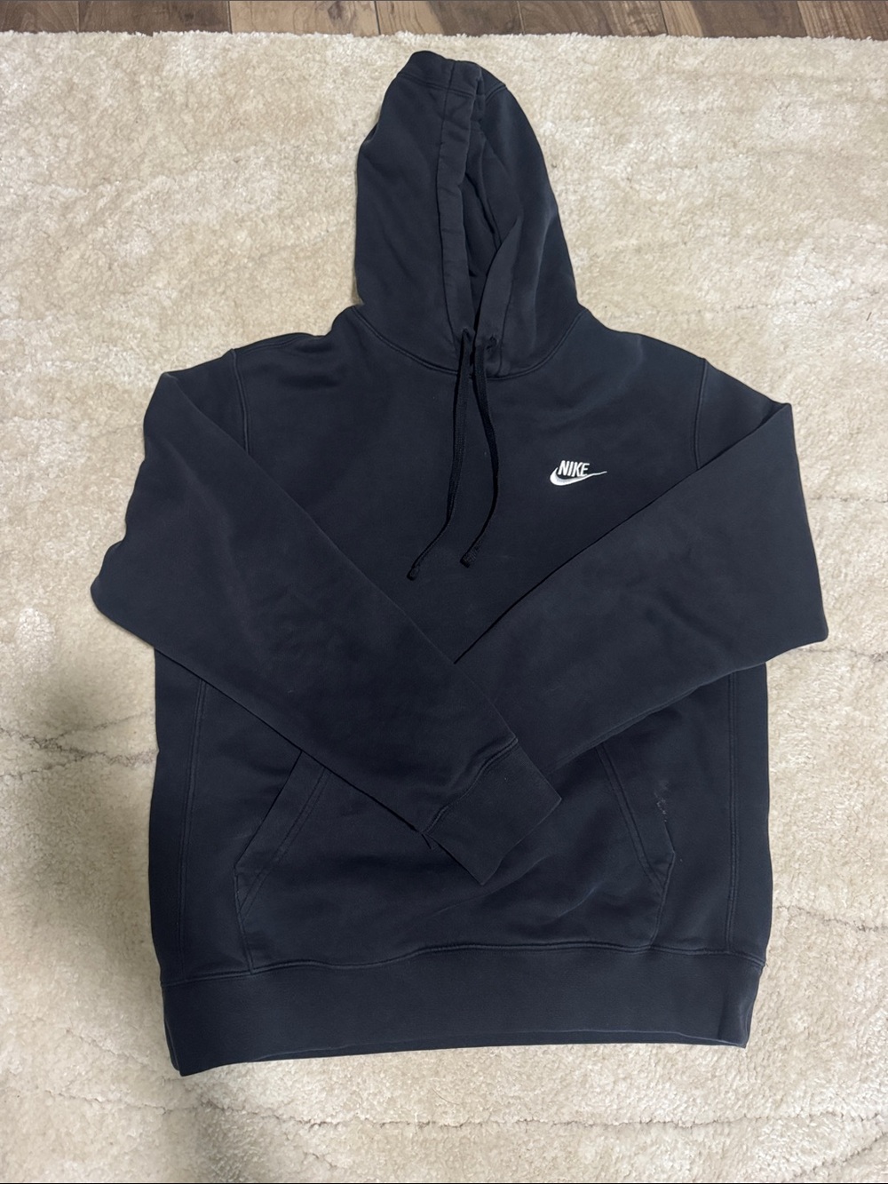 Nike Black Hooded Pullover with White Swoosh